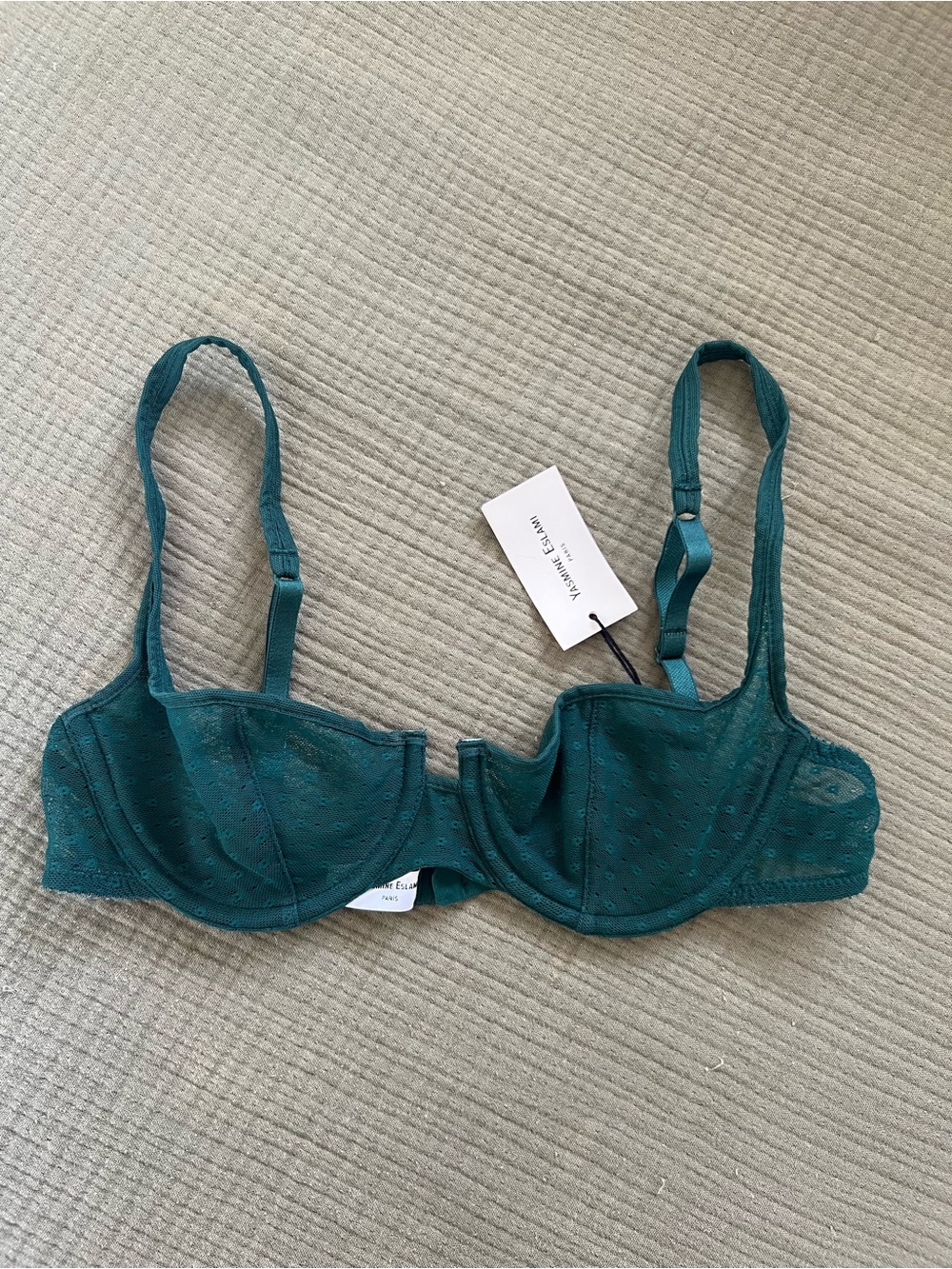 Green Lace Underwire Bra with Adjustable Straps